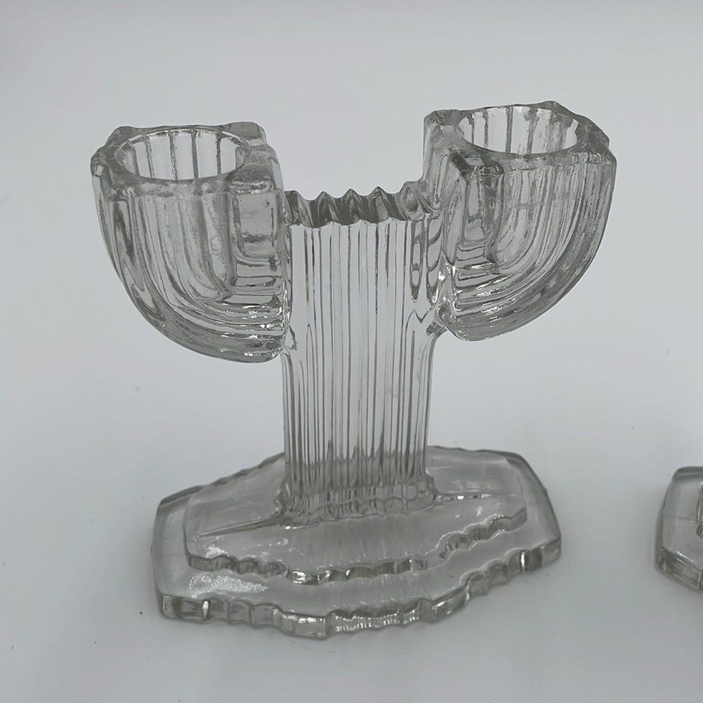 Vintage Mid Century Modern Cactus Western Glass Candle Holders - Picture 2 of 8
